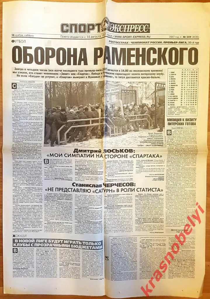 10 ноября, № 259. 2007 год. Абердин-Локомотив