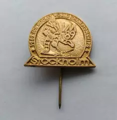 Значок Чемпионат Мира по Хоккею-Стокгольм 1989 г.