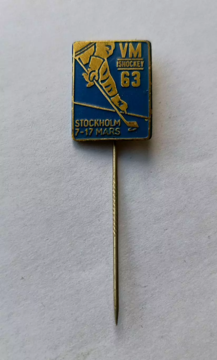 Значок Чемпионат Мира по Хоккею - Стокгольм 1963 г.
