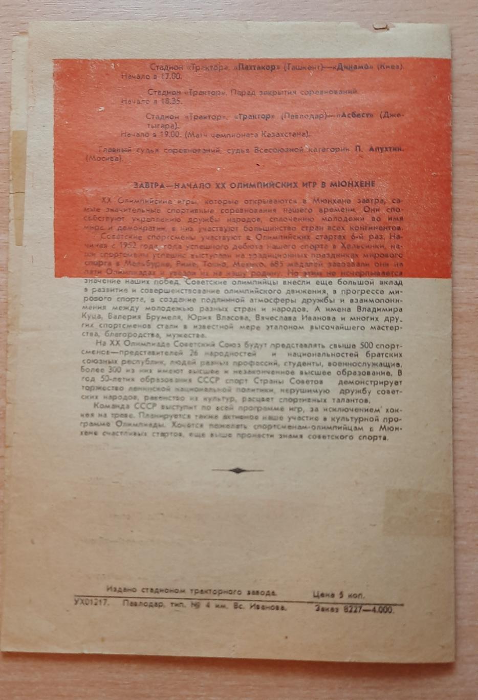 Полуфинал турнира из Павлодара 25.08 - 02.09.1972 2