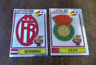 Panini ESPANA-82, 2 наклейки с эмблемами — 1 лот. Оригинал. Извлечены из альбома