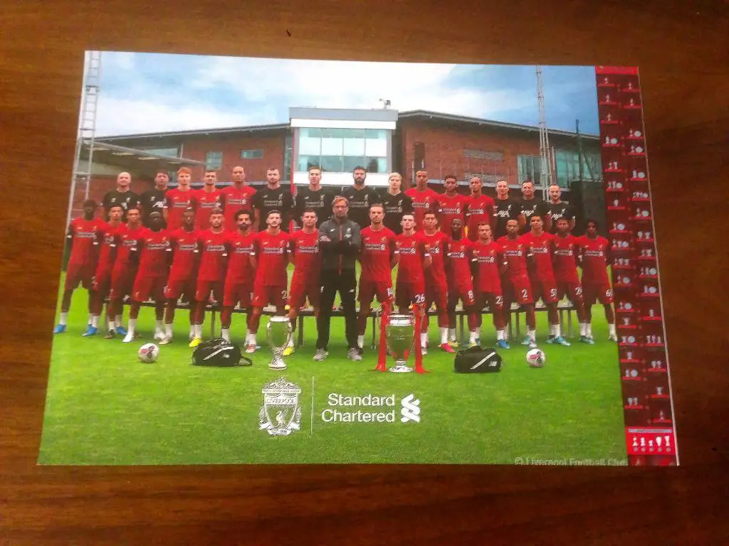 Карточка-фотография ФК Ливерпуль сезона 2019-20. Перед началом сезона.