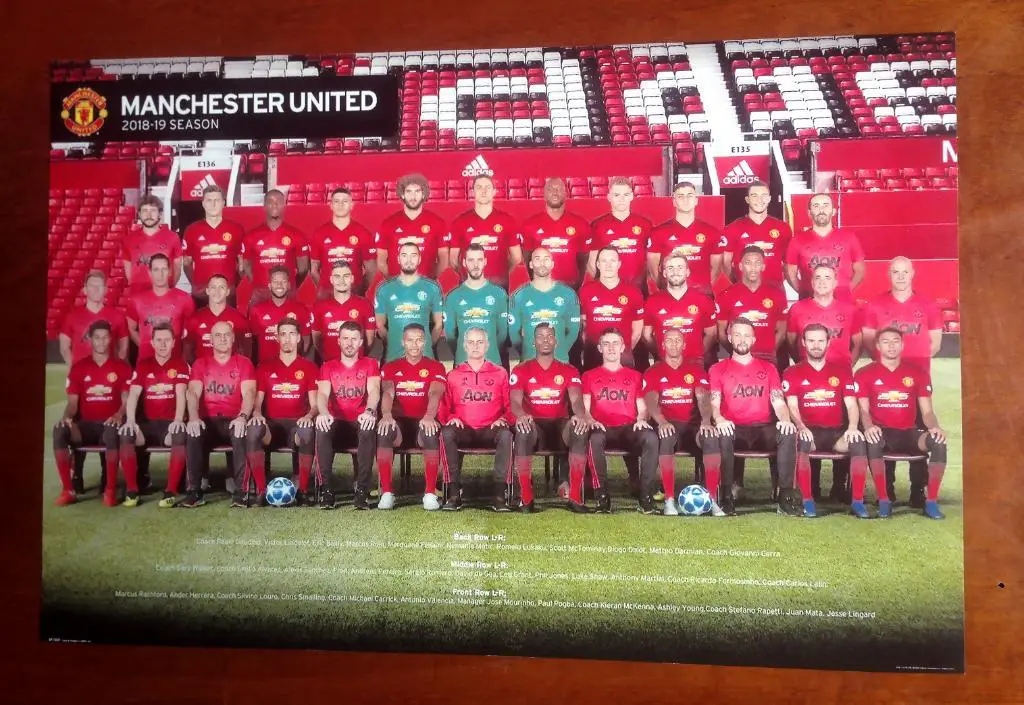 Карточка-фотография ФК Манчестер Юнайтед сезона 2018-19.