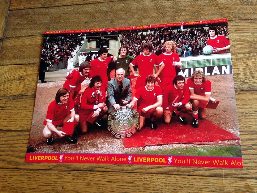 Карточка-фотография ФК Ливерпуль 1974 года.