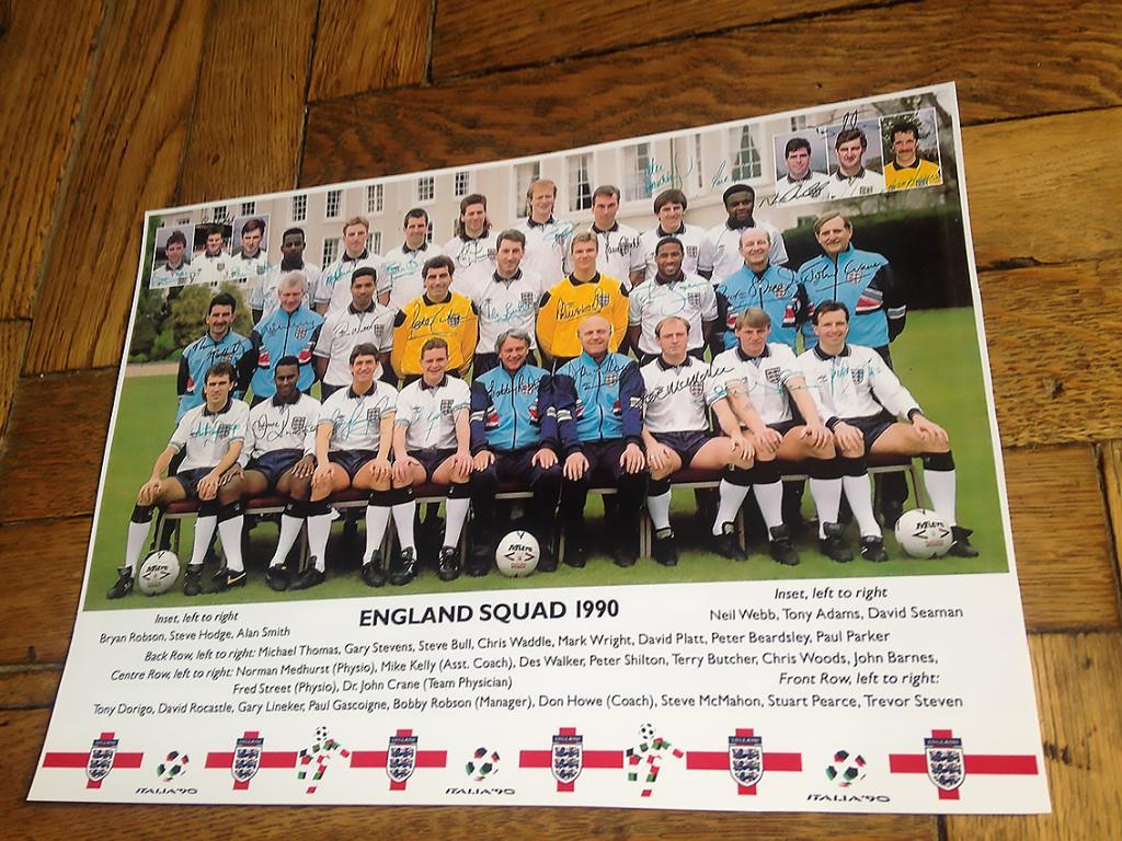 Сборная Англии-1990. Карточка-фото к Чемпионату Мира.