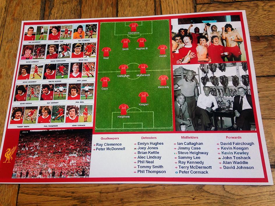 Карточка-фотография ФК Ливерпуль сезона 1976-77 года. Чемпион Англии и Европы. 1