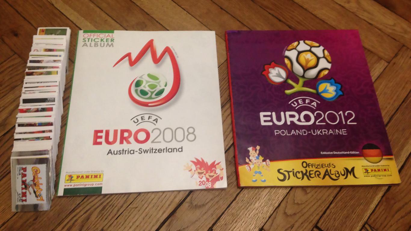 Альбомы Panini Чемпионаты Европы 2008 и 2012 годов. 2 альбома - 1 лотом.