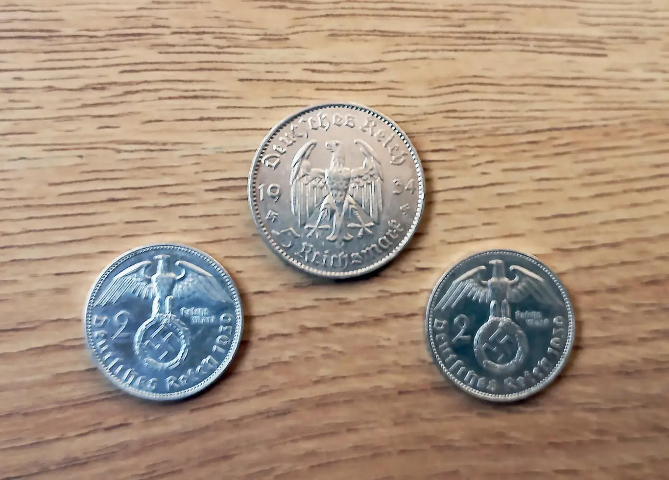 Старинные немецкие монеты 2 рейхсмарки + 5 рейхсмарок. Серебро. Оригинал. 7