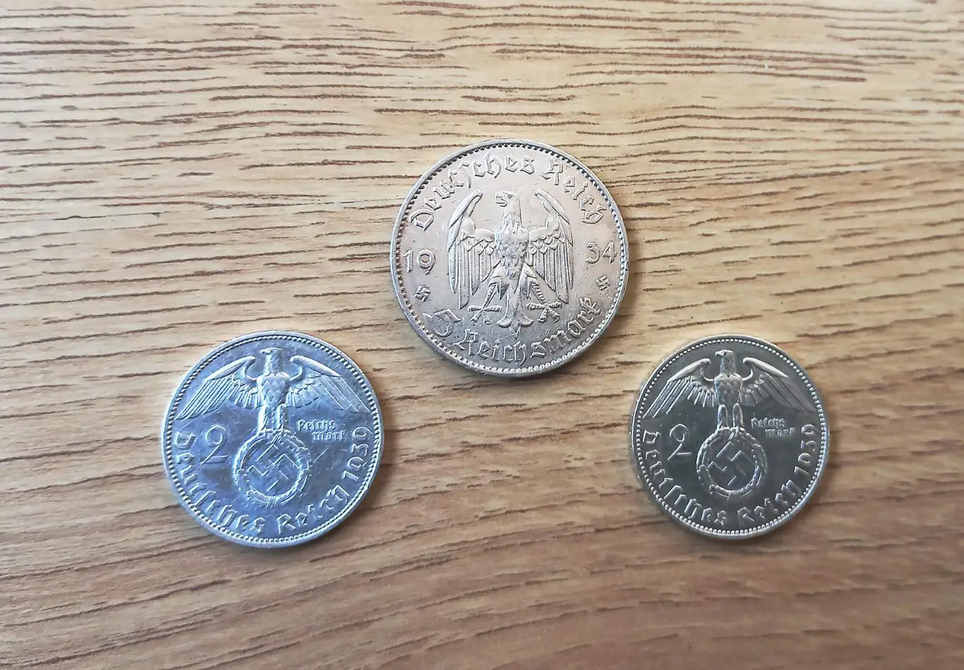 Старинные немецкие монеты 2 рейхсмарки + 5 рейхсмарок. Серебро. Оригинал.