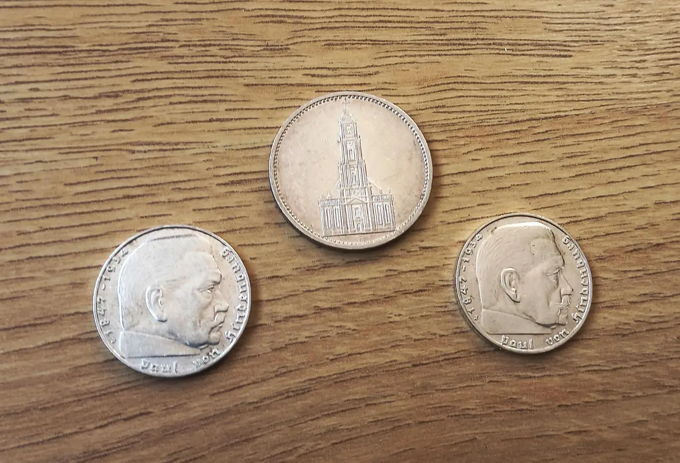 Старинные немецкие монеты 2 рейхсмарки + 5 рейхсмарок. Серебро. Оригинал. 1