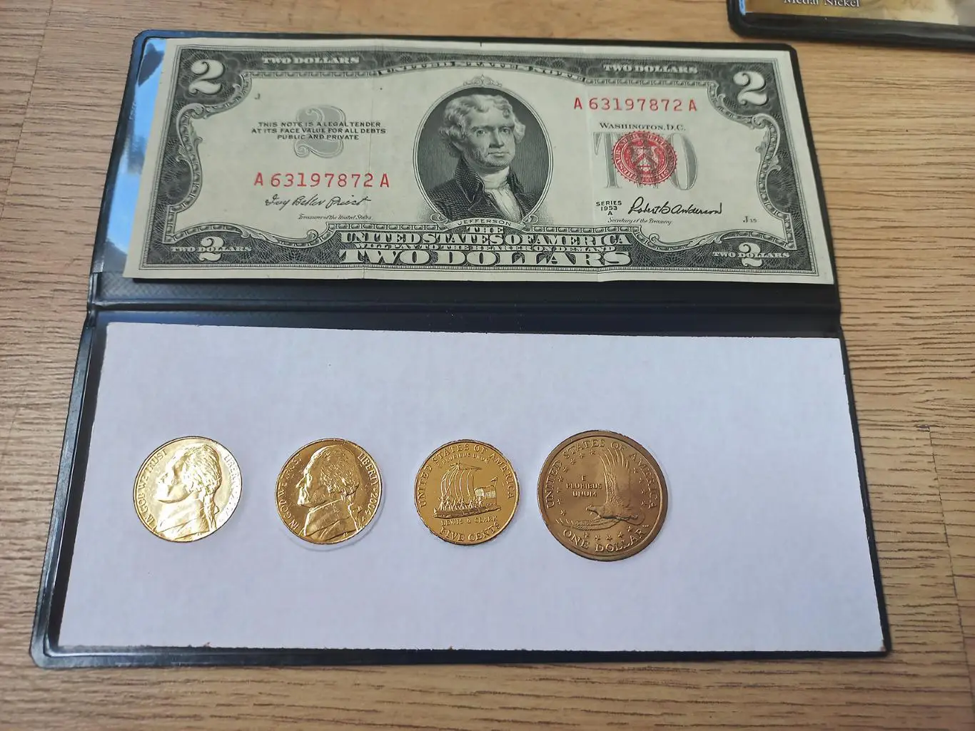 Купюра США 2 доллара 1953 года. Подарочный комплект. Оригинал. 4