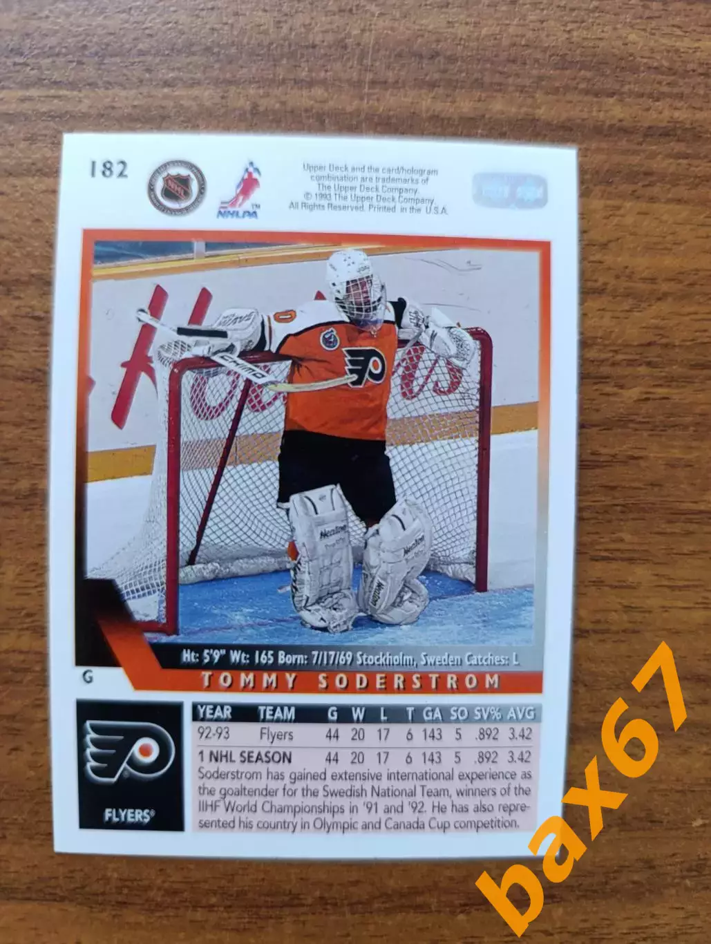 Soderstrom Tommy,Седерстрем,Филадельфия НХЛ....ф54. 1