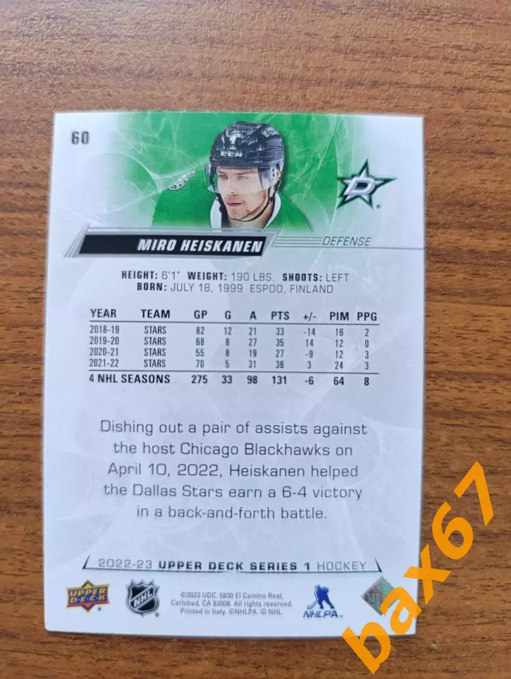 Heiskanen Miro,Хеисканен,Даллас ,НХЛ....ф54. 1