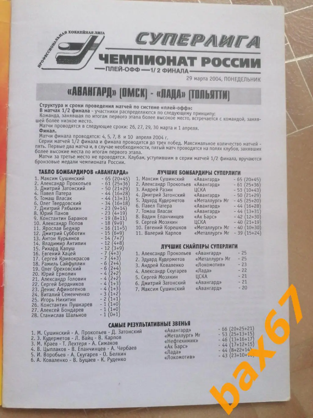 Авангард Омск - Лада Тольятти. 29.03.2004 1