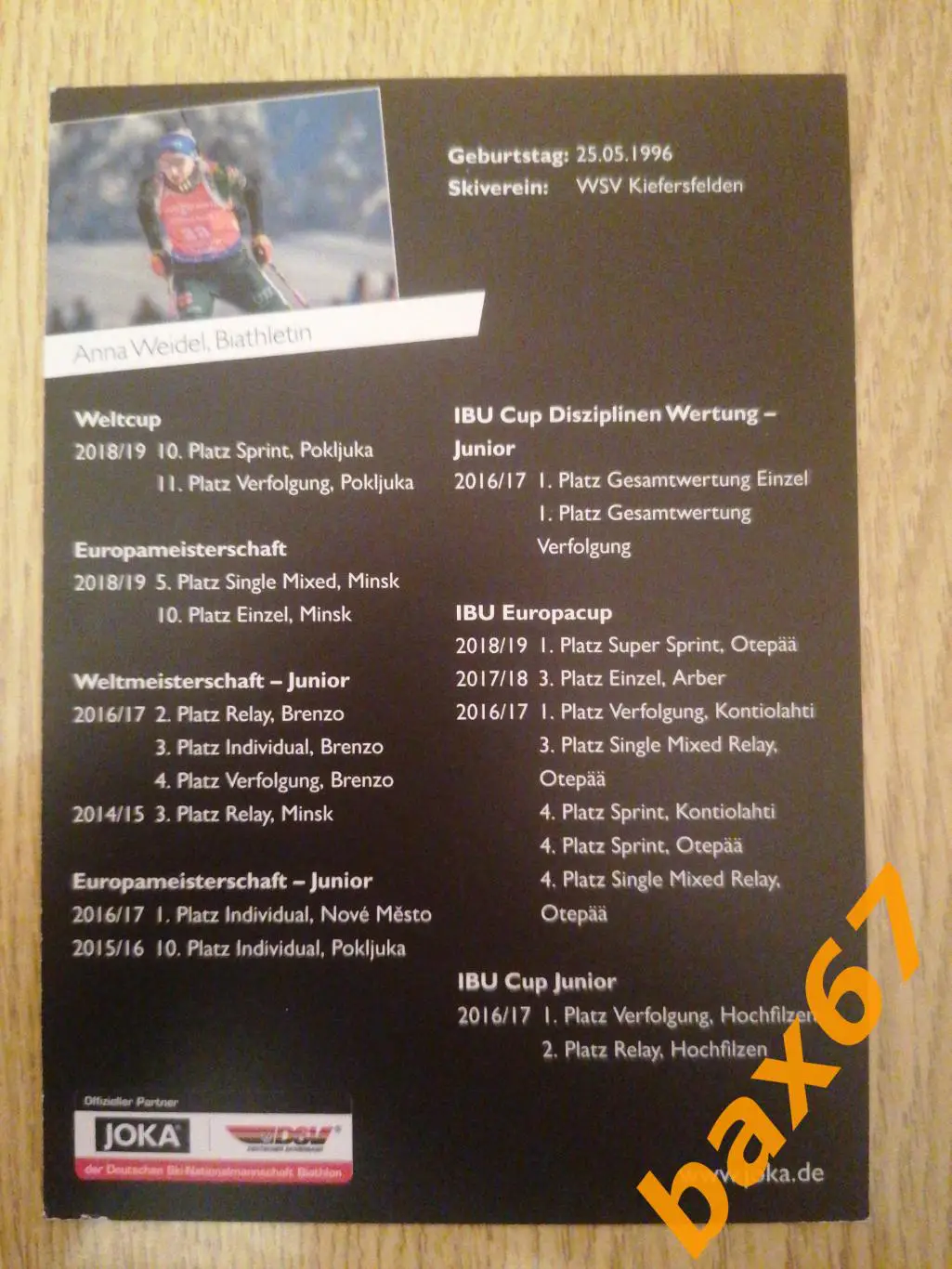 Биатлон, Анна Вейдел, Weiddel 1