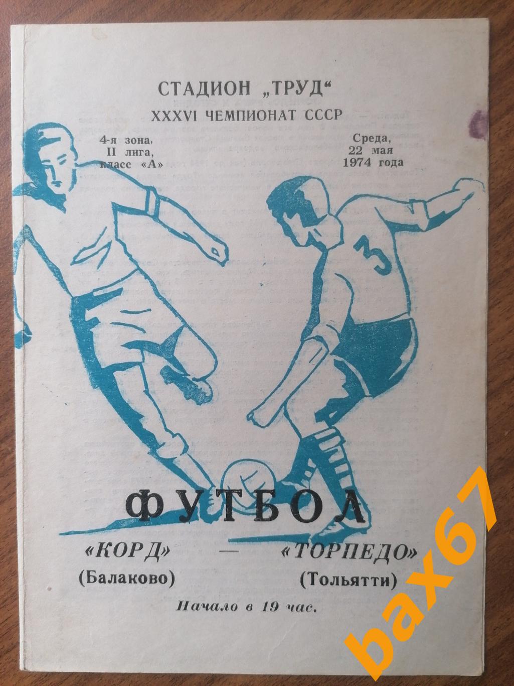 Корд Балаково - Торпедо Тольятти22.05.1974