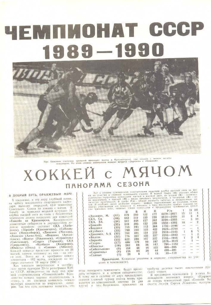 Чемпионат СССР по хоккею с мячом 1989-1990