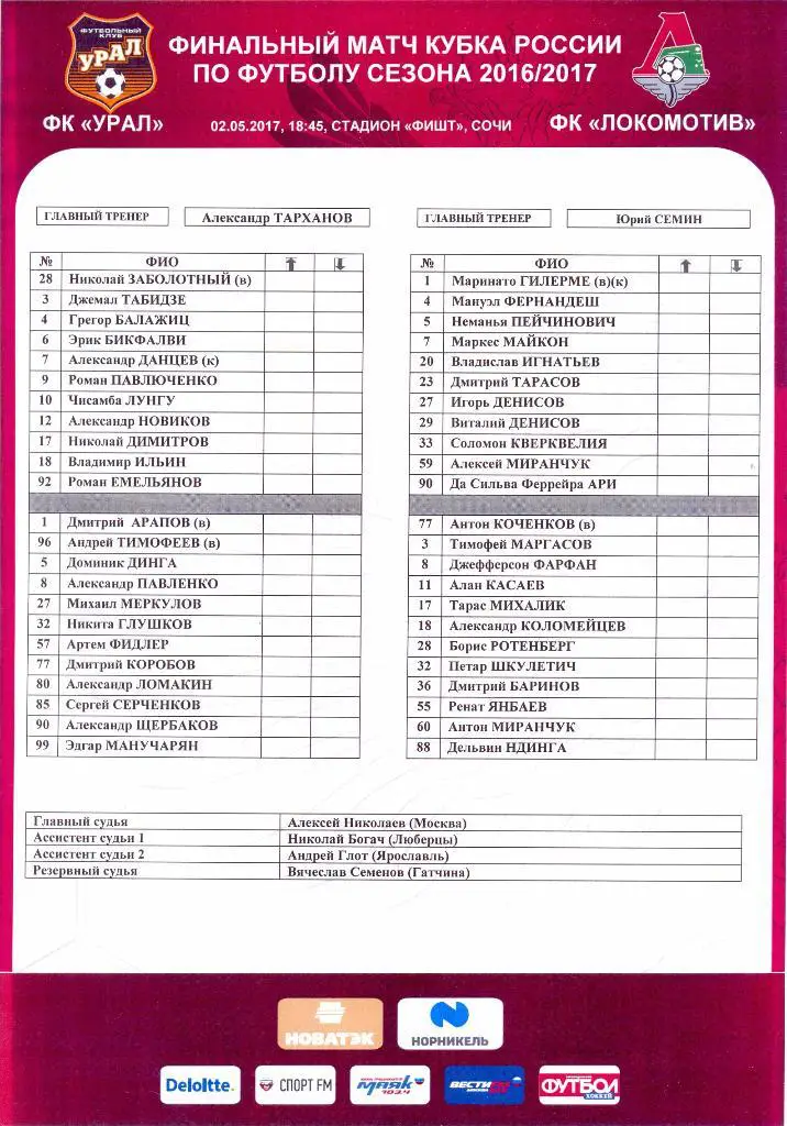 Урал - Локомотив 2017
