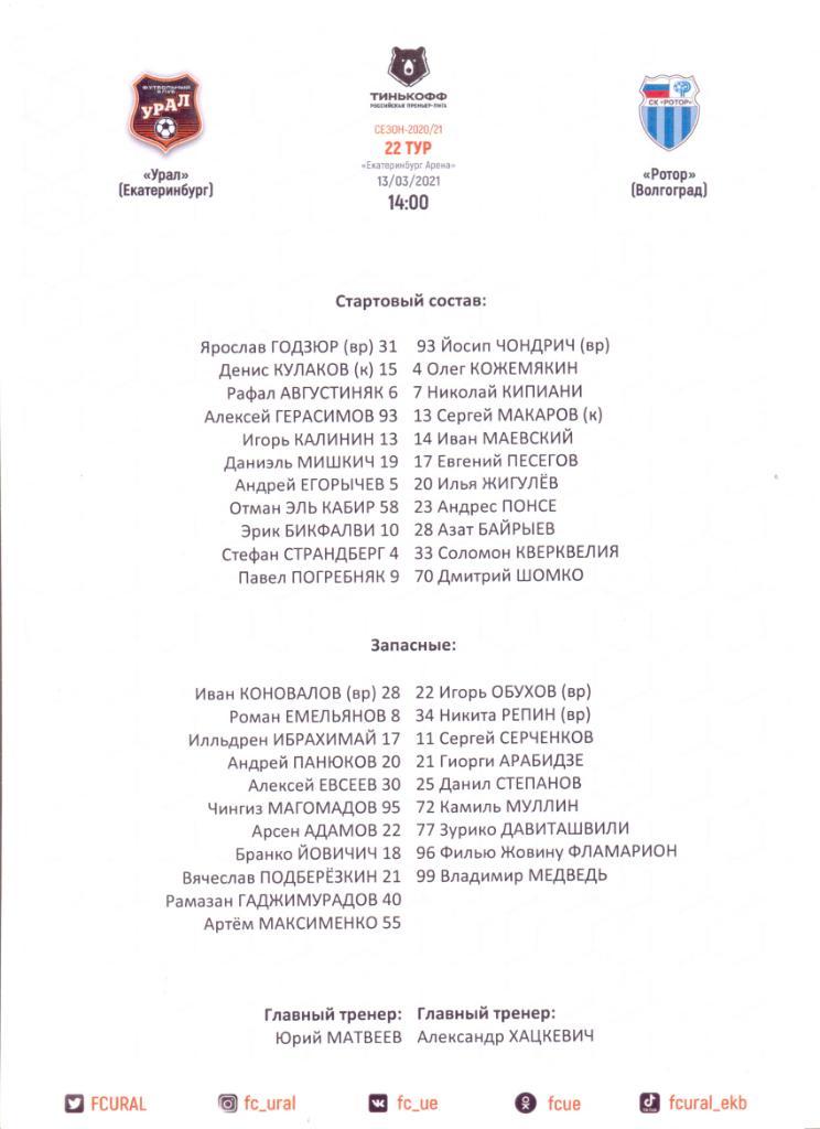 Урал - Ротор 20/21