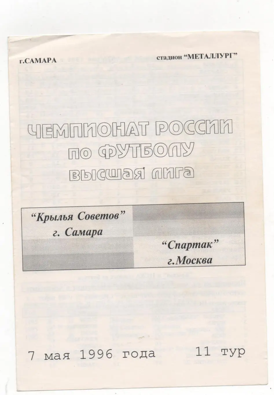Крылья Советов (Самара) - Спартак (Москва) - 1996.