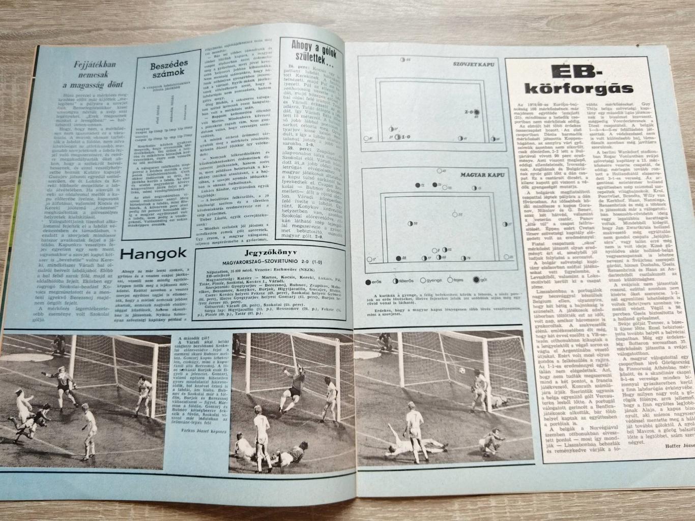Футбол. Журнал.Kepes sport (Кепеш спорт) 1978. Отчет по матче Венгрия - СССР 2:0 3