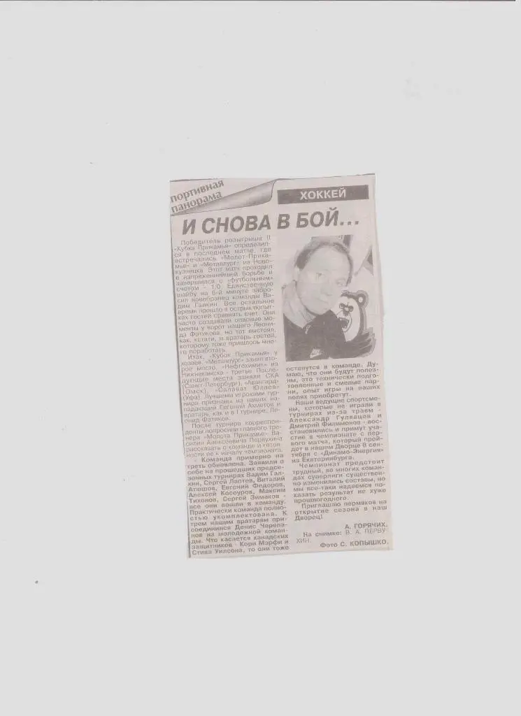 Публикация в СМИ: пермский хоккей