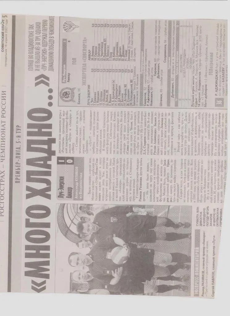 Публикация о пермском футболе