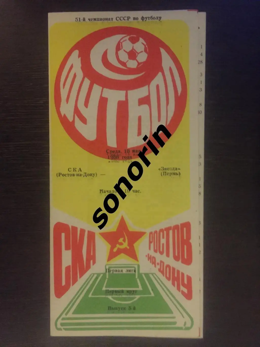 СКА (Ростов-на-Дону) - Звезда (Пермь) 18 мая, 1988