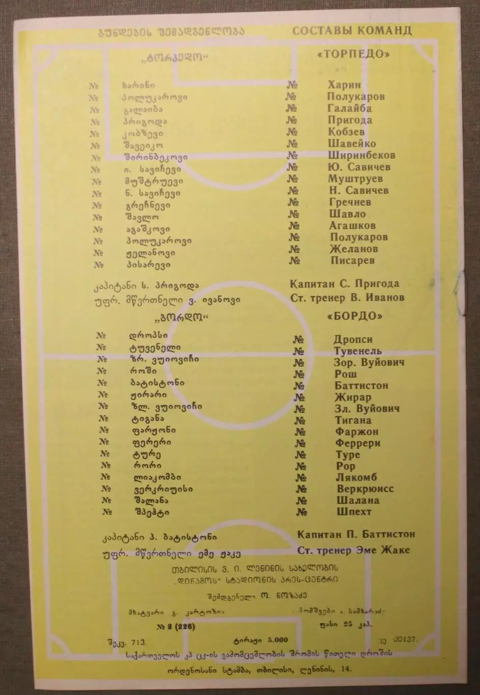 Торпедо Москва, СССР - Бордо, Франция 18.03.1987 1/4 финала Кубка Кубков 1