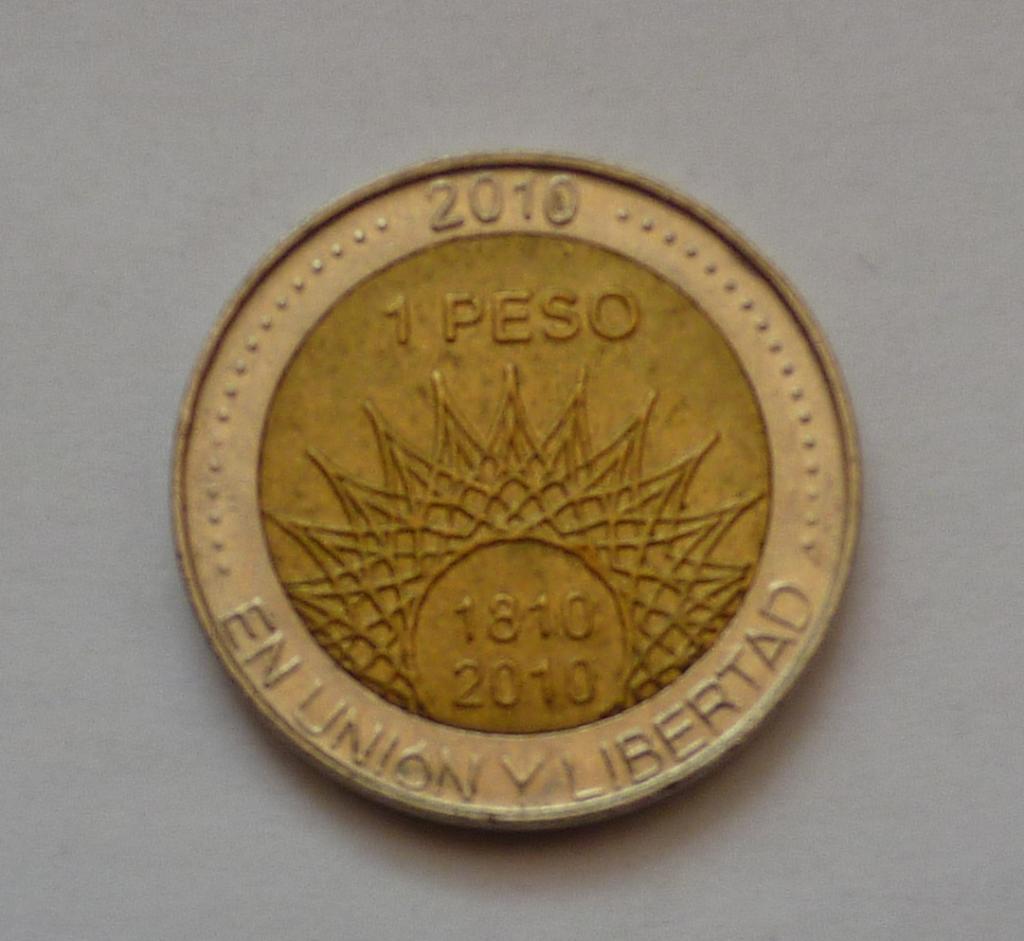 1 песо Аргентина 2010 200 лет независимости, биметалл