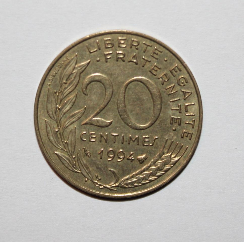 20 сантимов Франция 1994