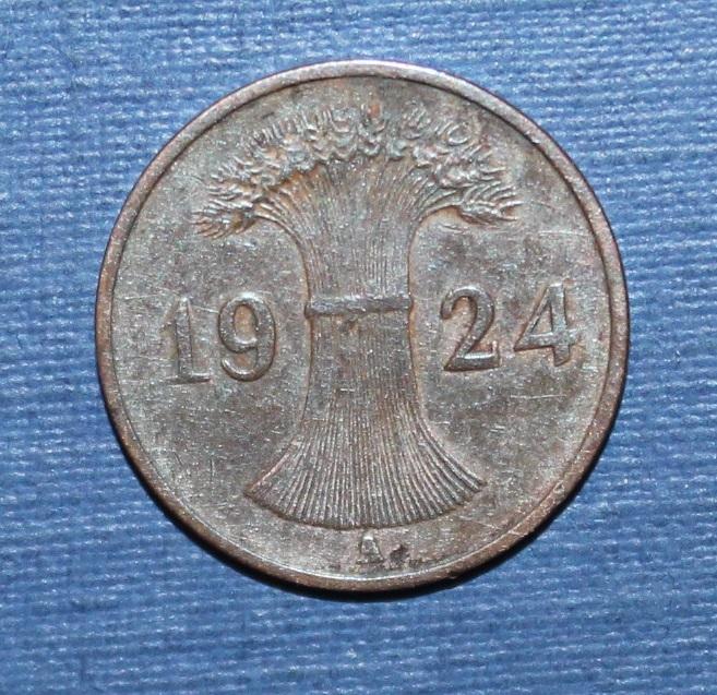 1 рейхспфенниг Германия 1924 а 1