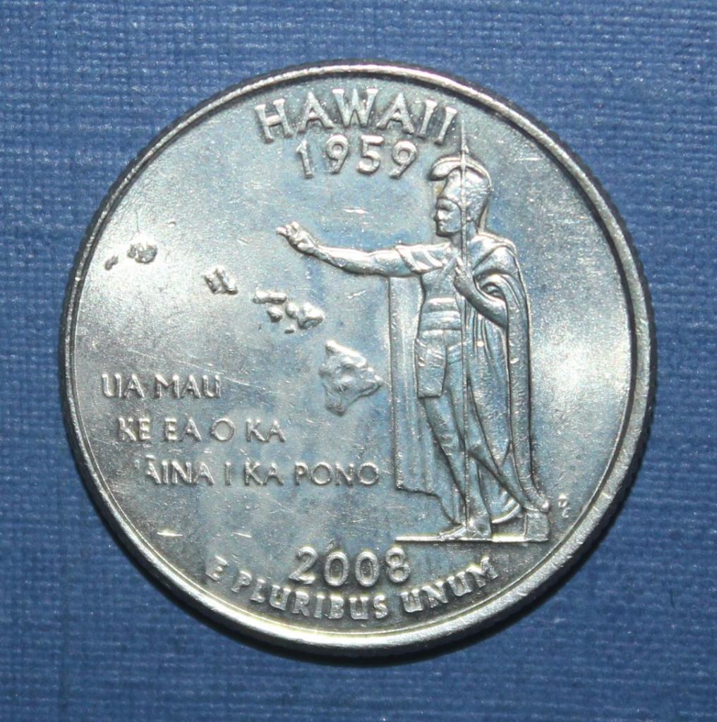 25 центов (квотер) США 2008д Гавайи