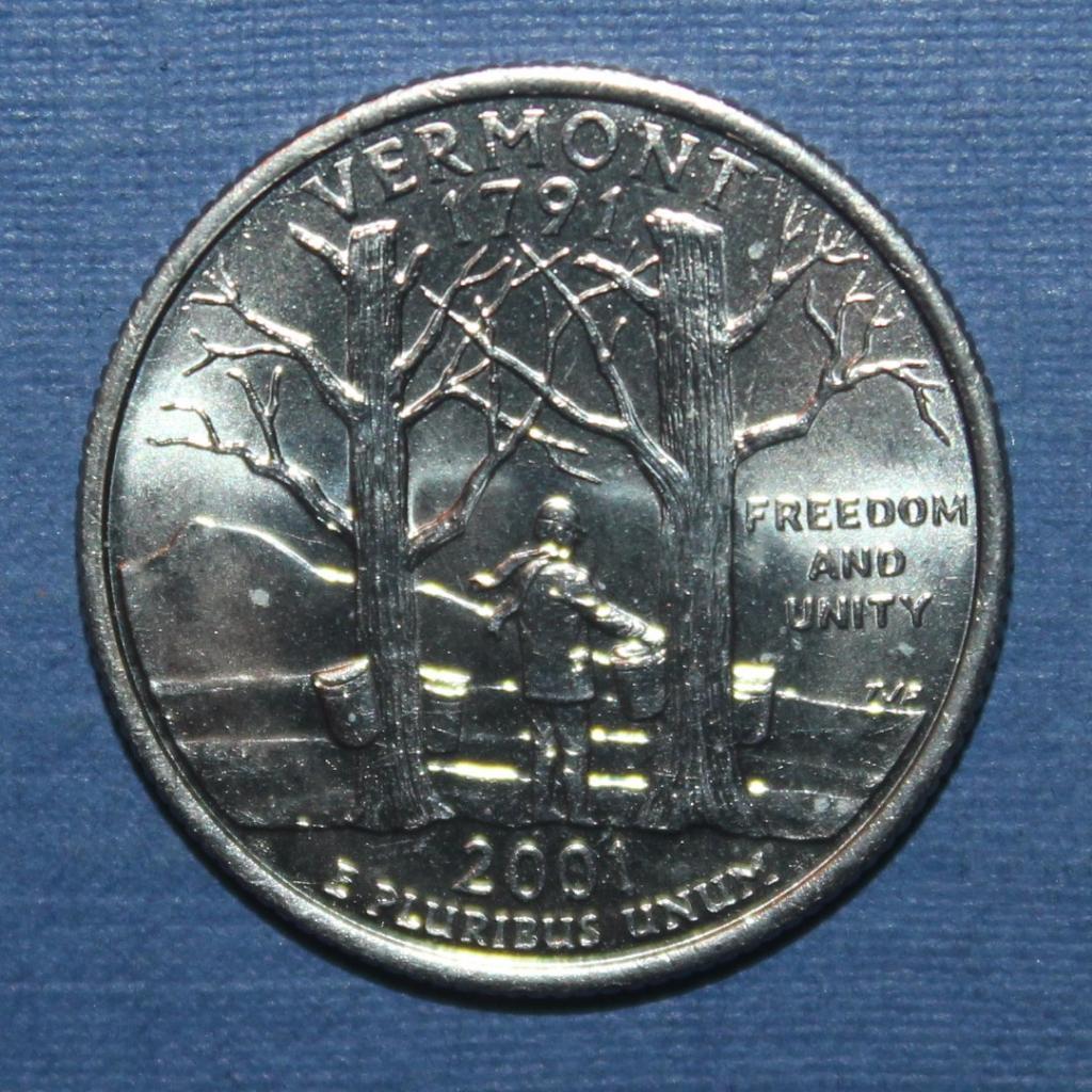 25 центов (квотер) США 2001д Вермонт