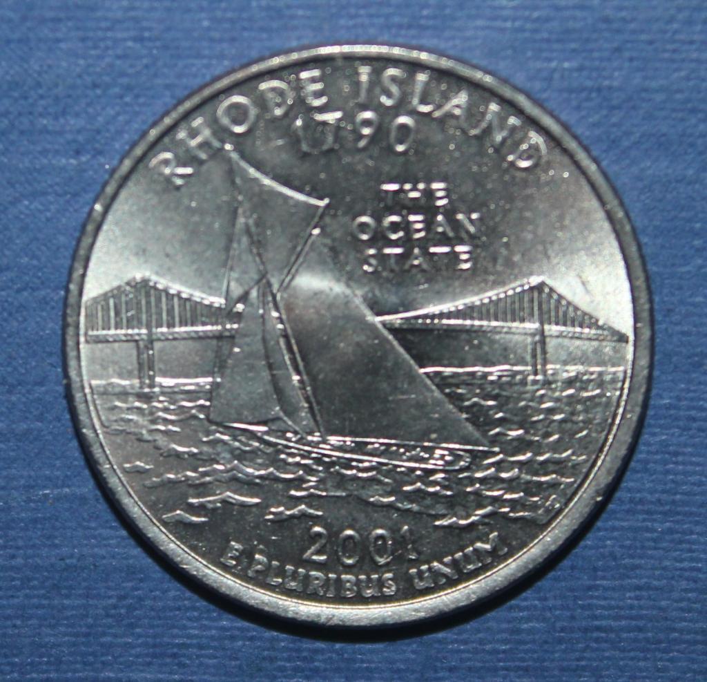 25 центов (квотер) США 2001д Род-Айленд