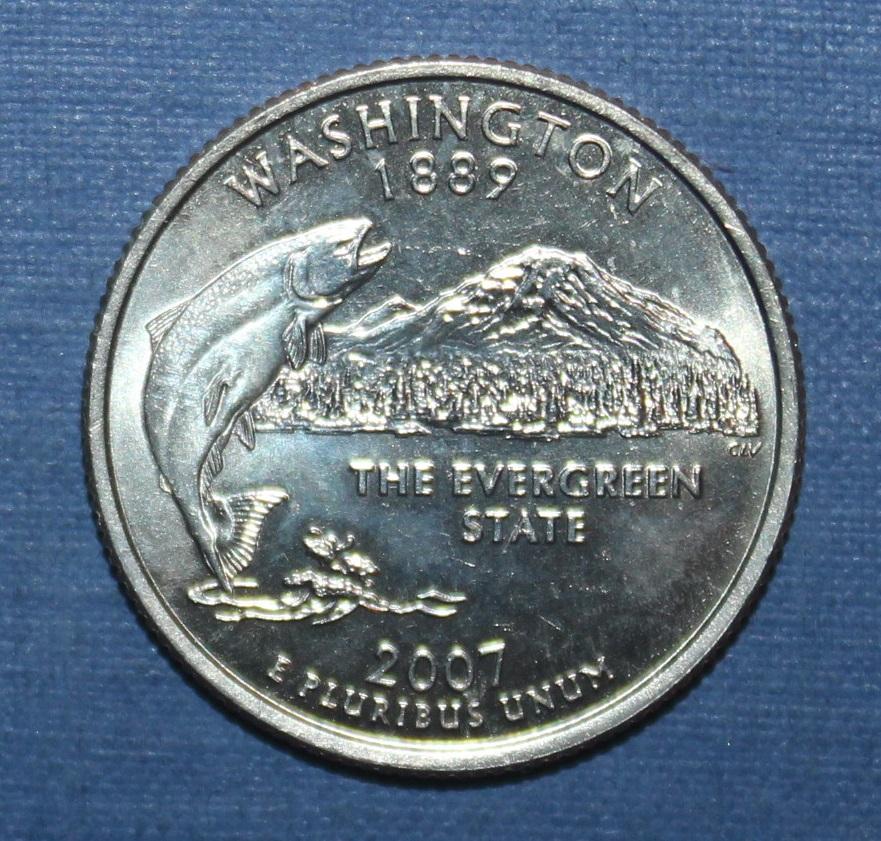 25 центов (квотер) США 2007д Вашингтон
