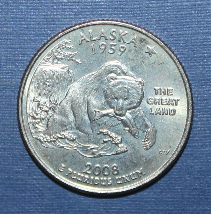 25 центов (квотер) США 2008р Аляска