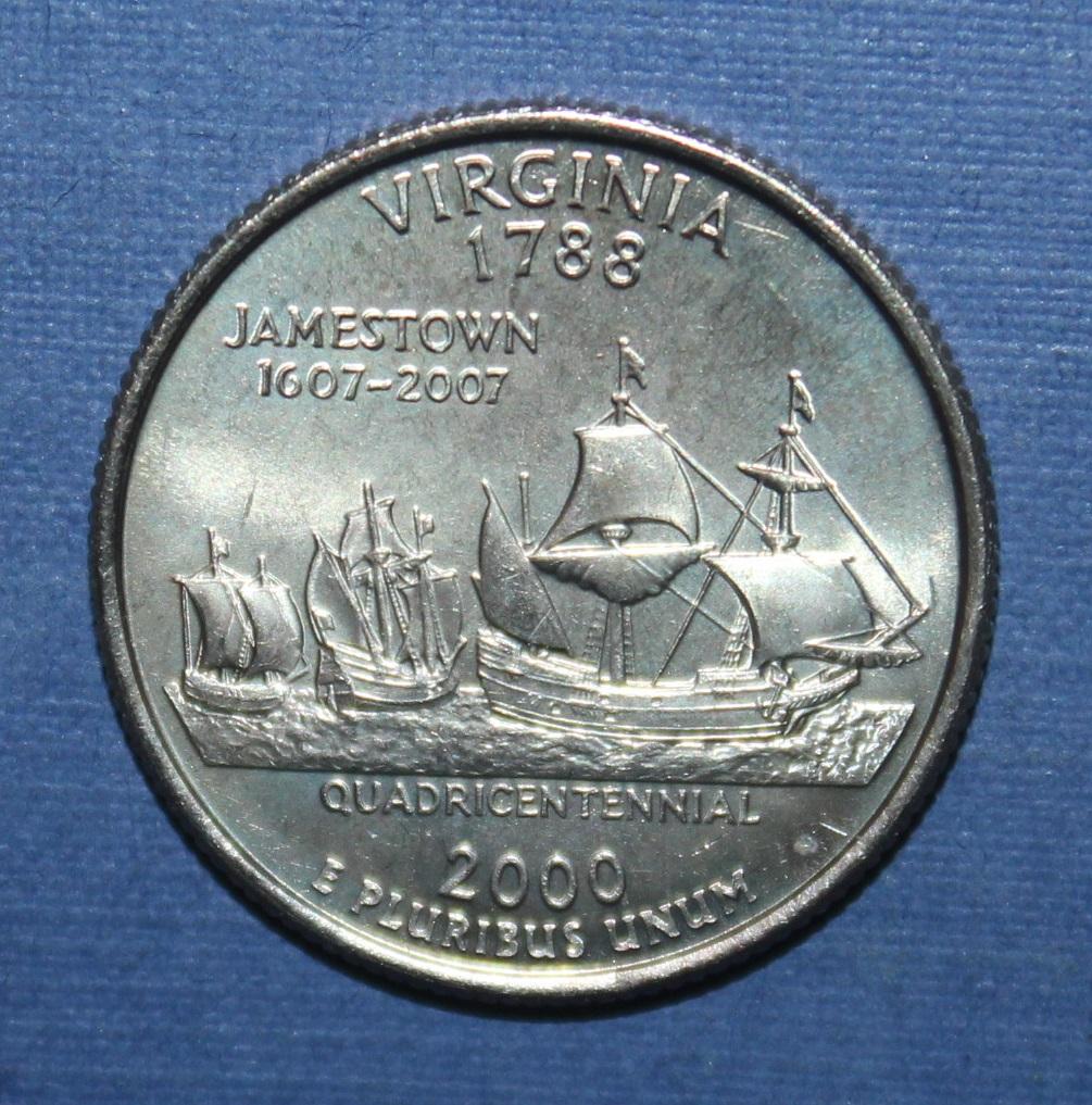25 центов (квотер) США 2000р Виргиния