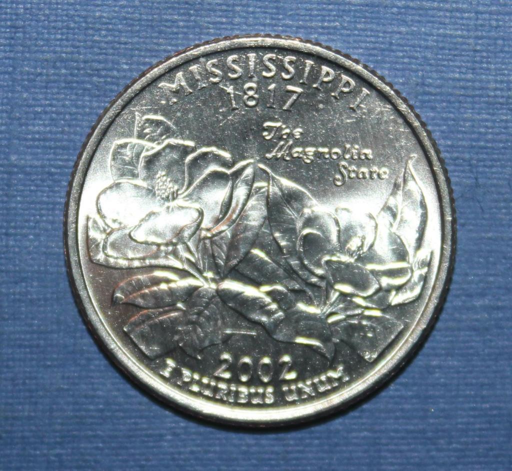 25 центов (квотер) США 2002р Миссисипи