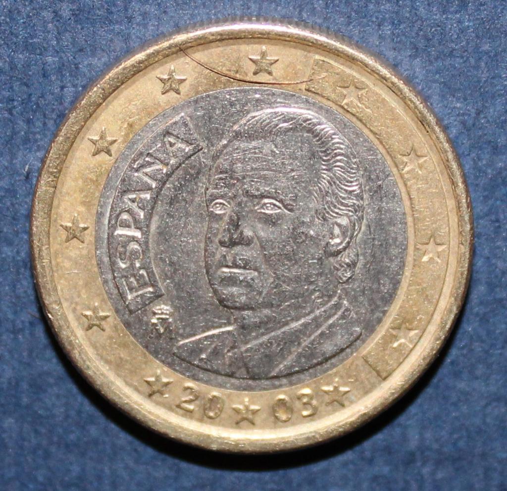 1 евро Испания 2003, биметалл