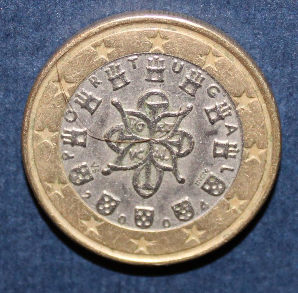 1 евро Португалия 2004, биметалл