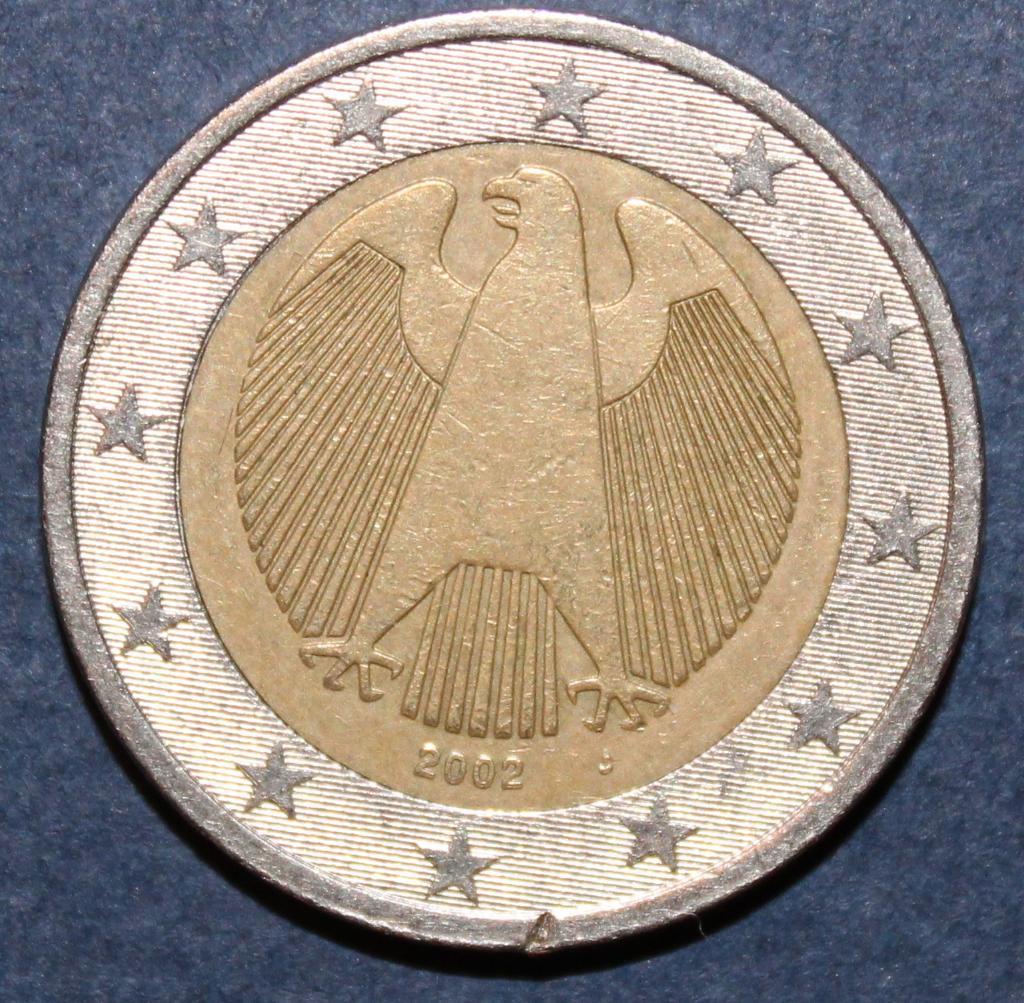 2 евро Германия 2002J, биметалл
