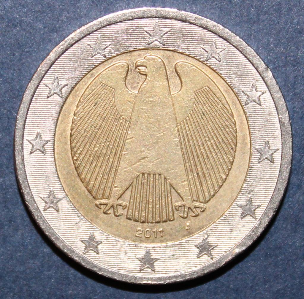 2 евро Германия 2011J, биметалл