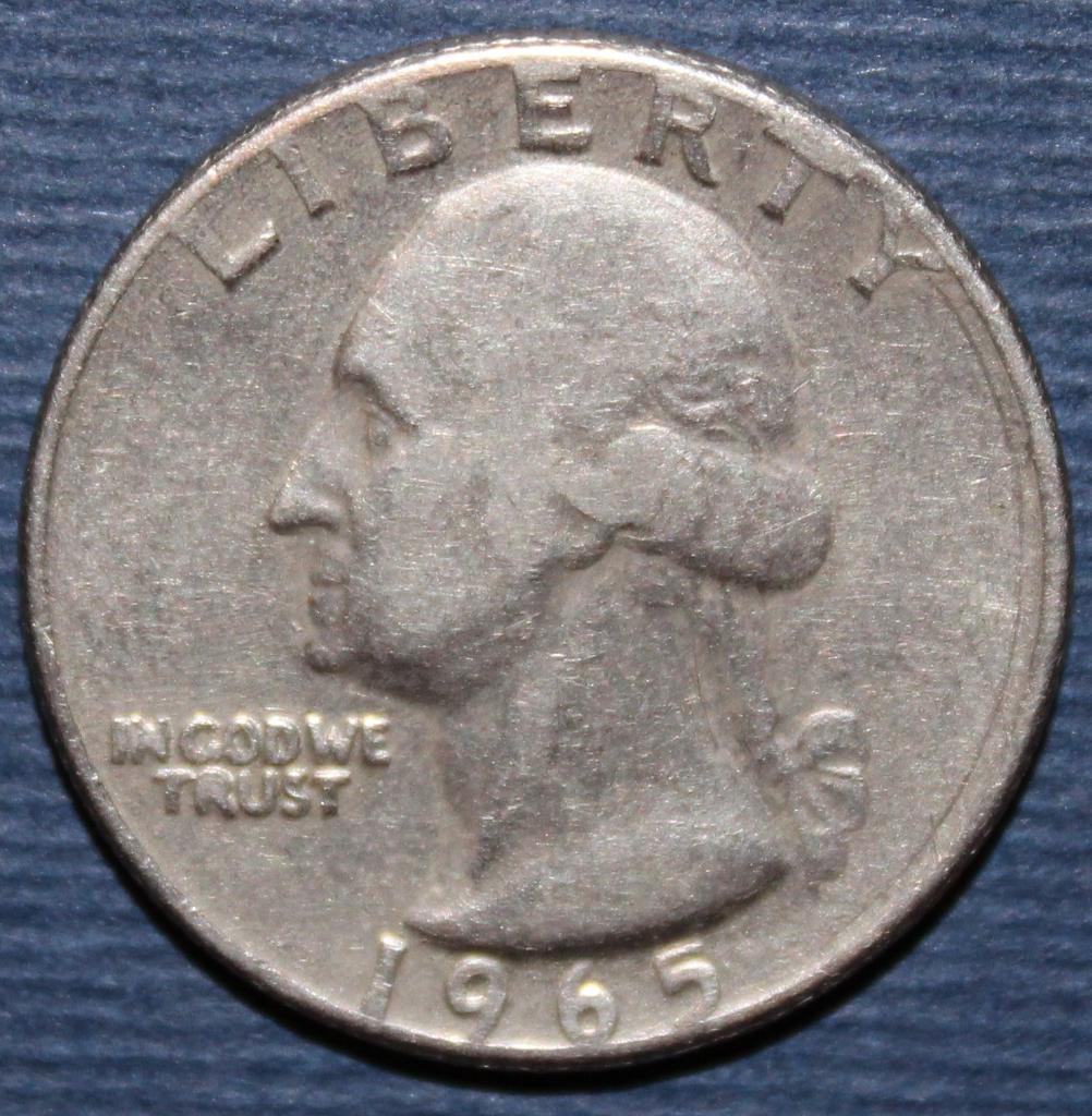 25 центов (квотер) США 1965