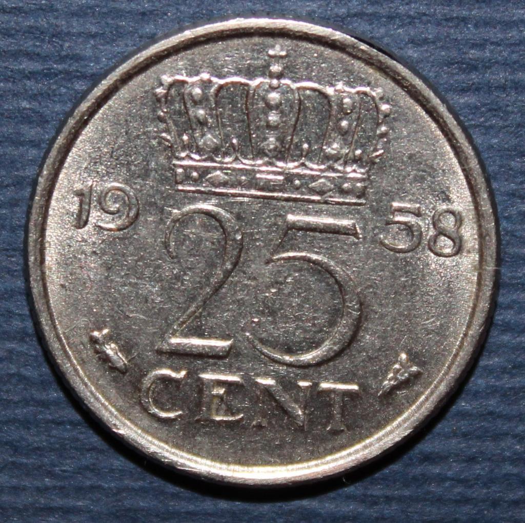 25 центов Нидерланды 1958
