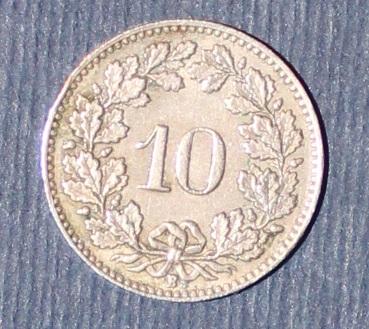 10 раппенов Швейцария 1949