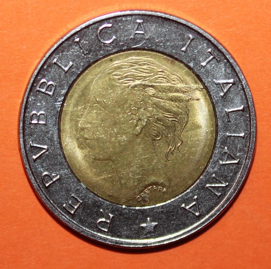 500 лир Италия 1992, биметалл 1