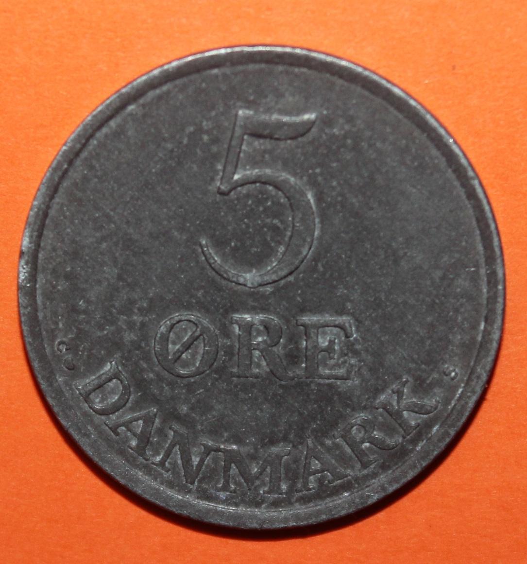 5 эре Дания 1964 цинк