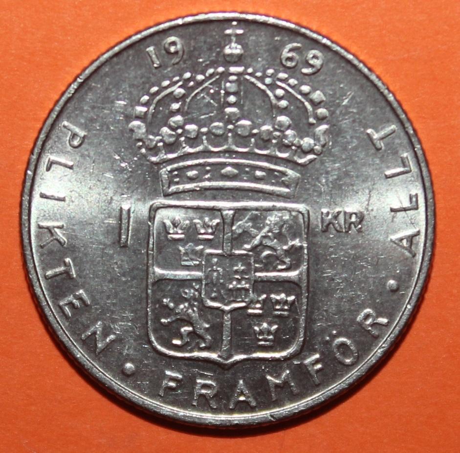 1 крона Швеция 1969