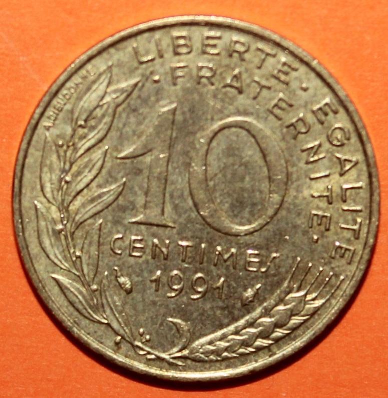 10 сантимов Франция 1991